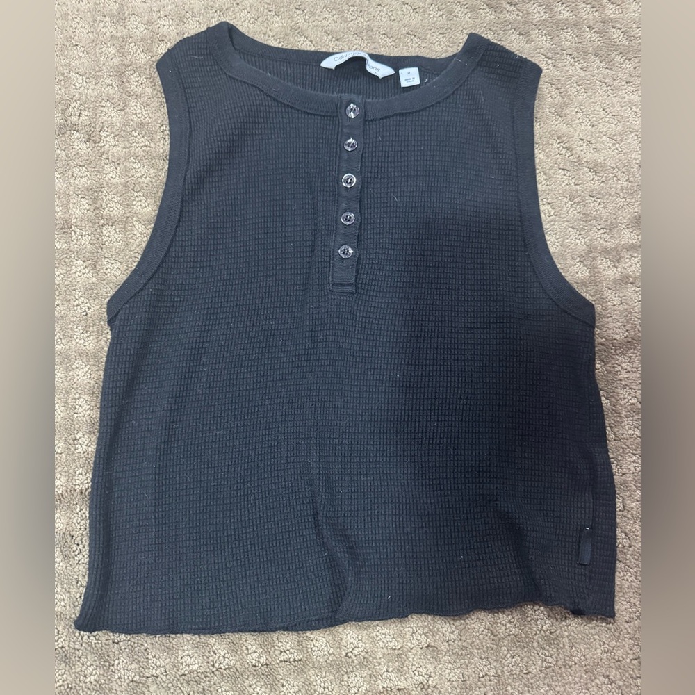Black Calvin Klein Button-Up Tank